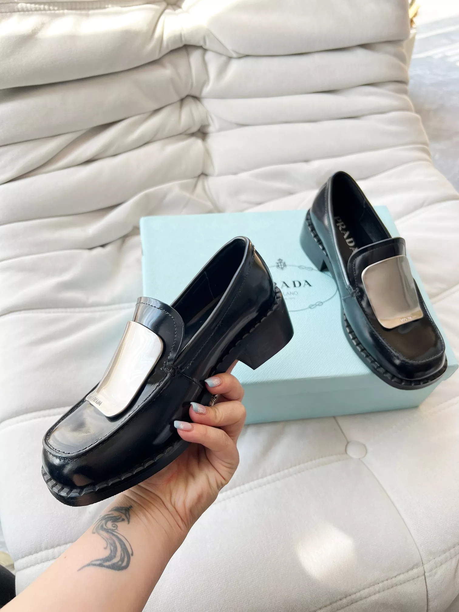 prada cuir chaussures pour femme s_12a24b24